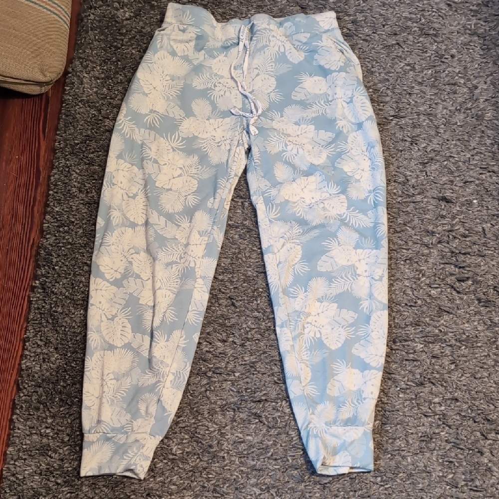 Hurley Light Blue and White Floral Women's Comfy Drawstring Casual Wear